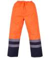 YK217 HVS463 Yoko Hi-Vis Two Tone Waterproof Overtrousers Orange / Navy colour image